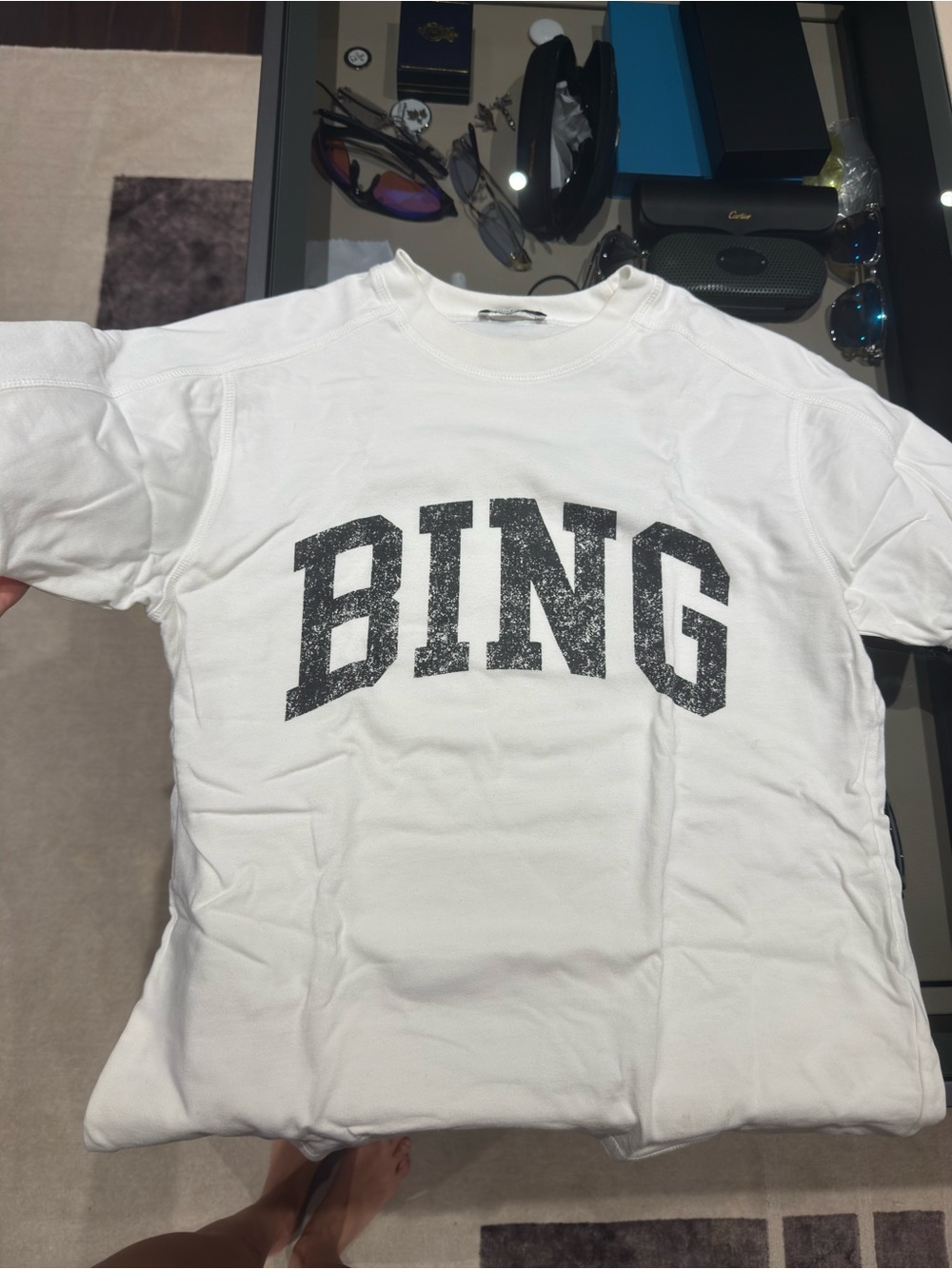 White 'BING' Graphic Tee from Anine Bing